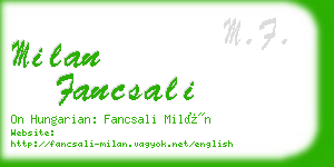 milan fancsali business card